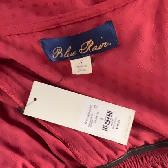 NWT Francesca’s Blue Rain Dress Red Embroidered Small - Picture 2 of 7